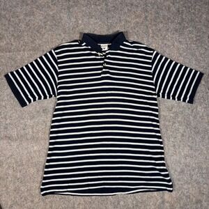 Columbia Polo Shirt Mens M Blue White Striped S/S Pique Golf Nautical Gorpcore
